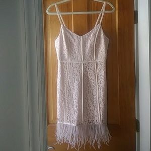 Ark&Co. Blush Lace Dress With Feather Trim
